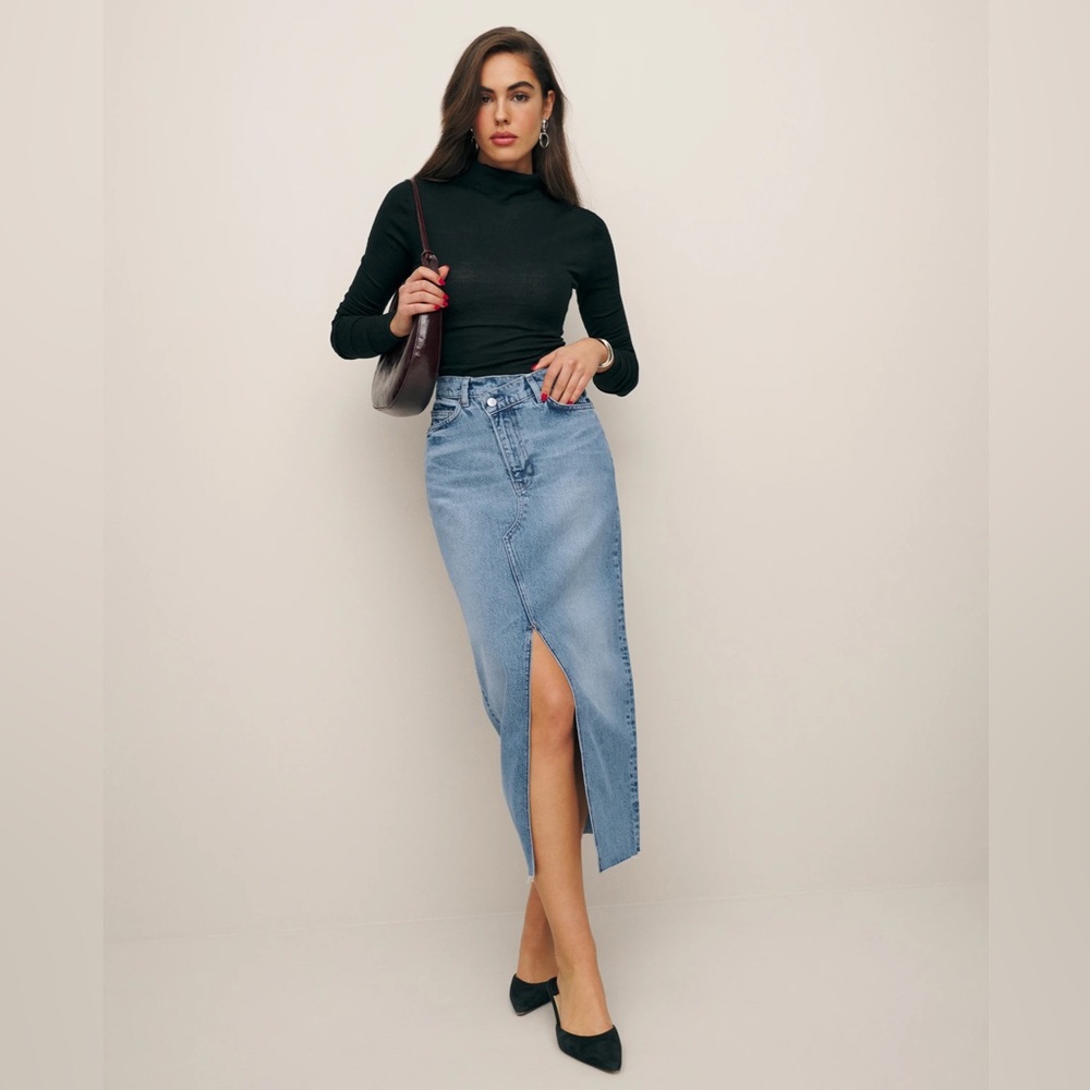 REFORMATION BNWT Nila Denim Skirt Galway Sz 25